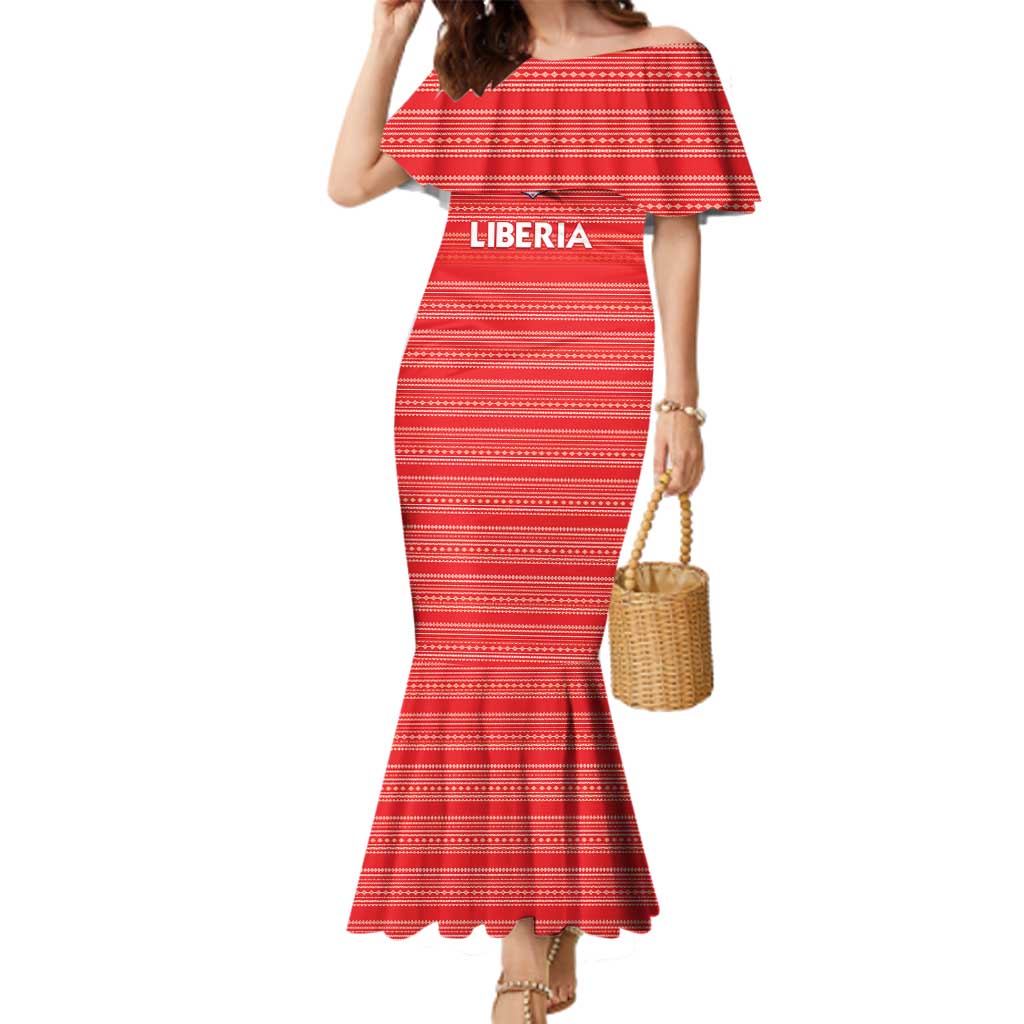 Custom Liberia Football Family Matching Mermaid Dress and Hawaiian Shirt Women Red Jersey - Wonder Print Shop
