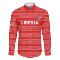 Custom Liberia Football Family Matching Off The Shoulder Long Sleeve Dress and Hawaiian Shirt Women Red Jersey - Wonder Print Shop