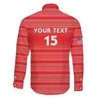 Custom Liberia Football Family Matching Off The Shoulder Long Sleeve Dress and Hawaiian Shirt Women Red Jersey - Wonder Print Shop