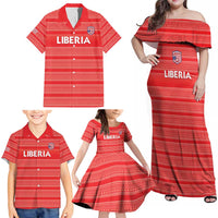 Custom Liberia Football Family Matching Off Shoulder Maxi Dress and Hawaiian Shirt Women Red Jersey - Wonder Print Shop