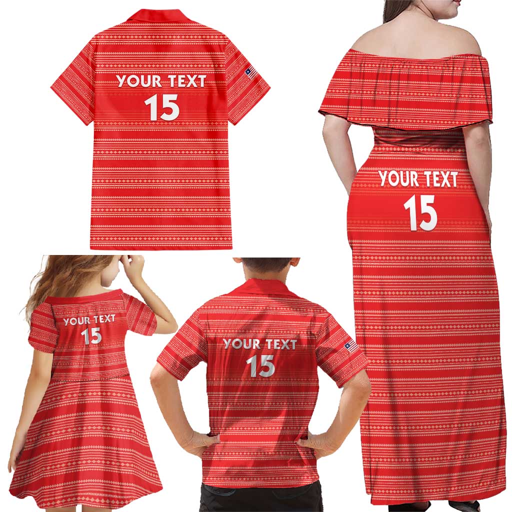 Custom Liberia Football Family Matching Off Shoulder Maxi Dress and Hawaiian Shirt Women Red Jersey - Wonder Print Shop