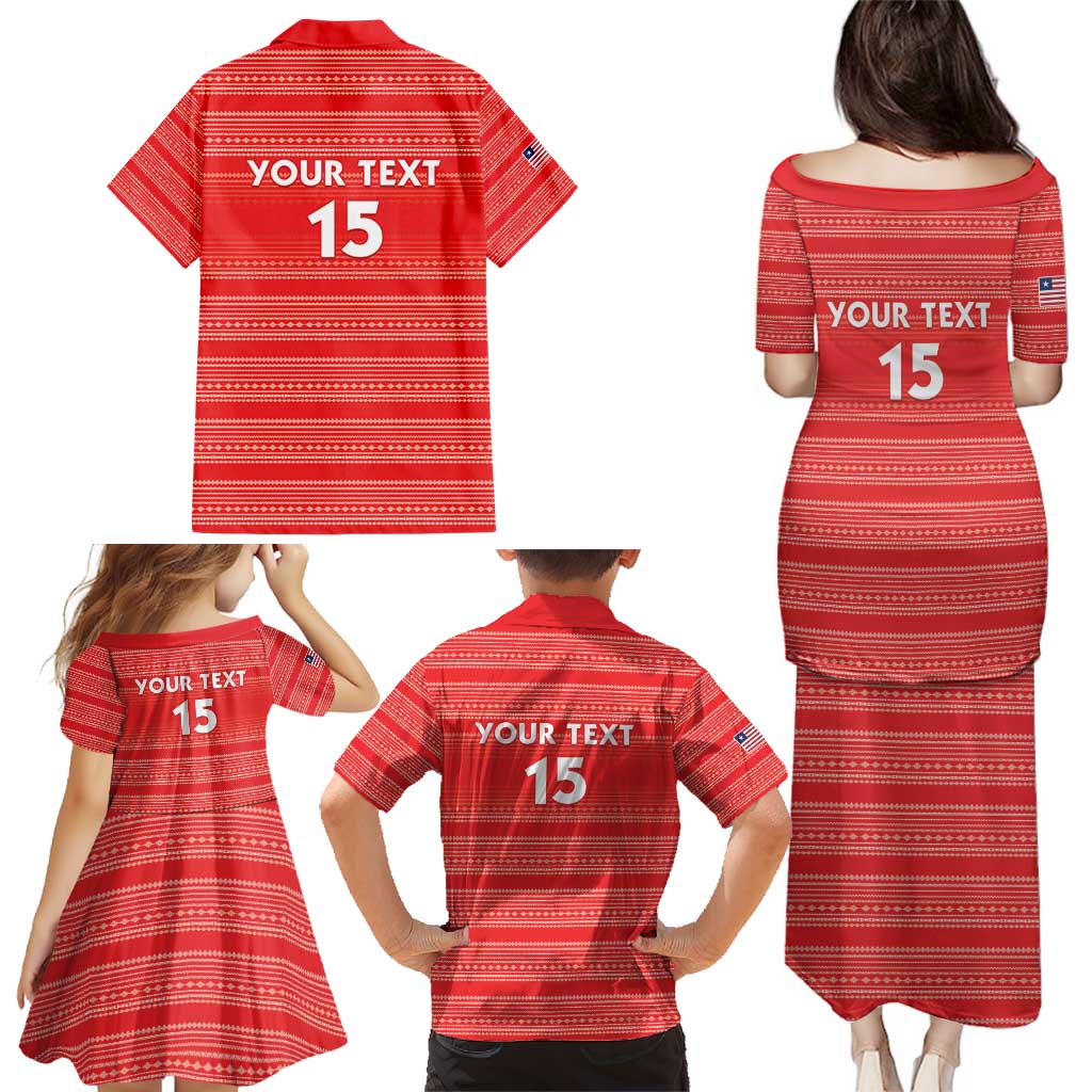 Custom Liberia Football Family Matching Puletasi and Hawaiian Shirt Women Red Jersey - Wonder Print Shop