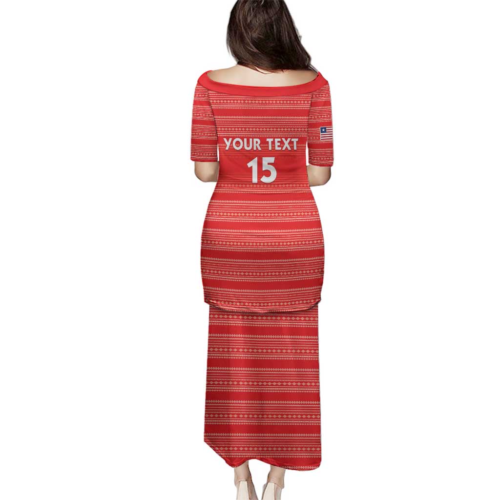 Custom Liberia Football Family Matching Puletasi and Hawaiian Shirt Women Red Jersey - Wonder Print Shop