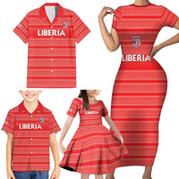 Custom Liberia Football Family Matching Short Sleeve Bodycon Dress and Hawaiian Shirt Women Red Jersey - Wonder Print Shop