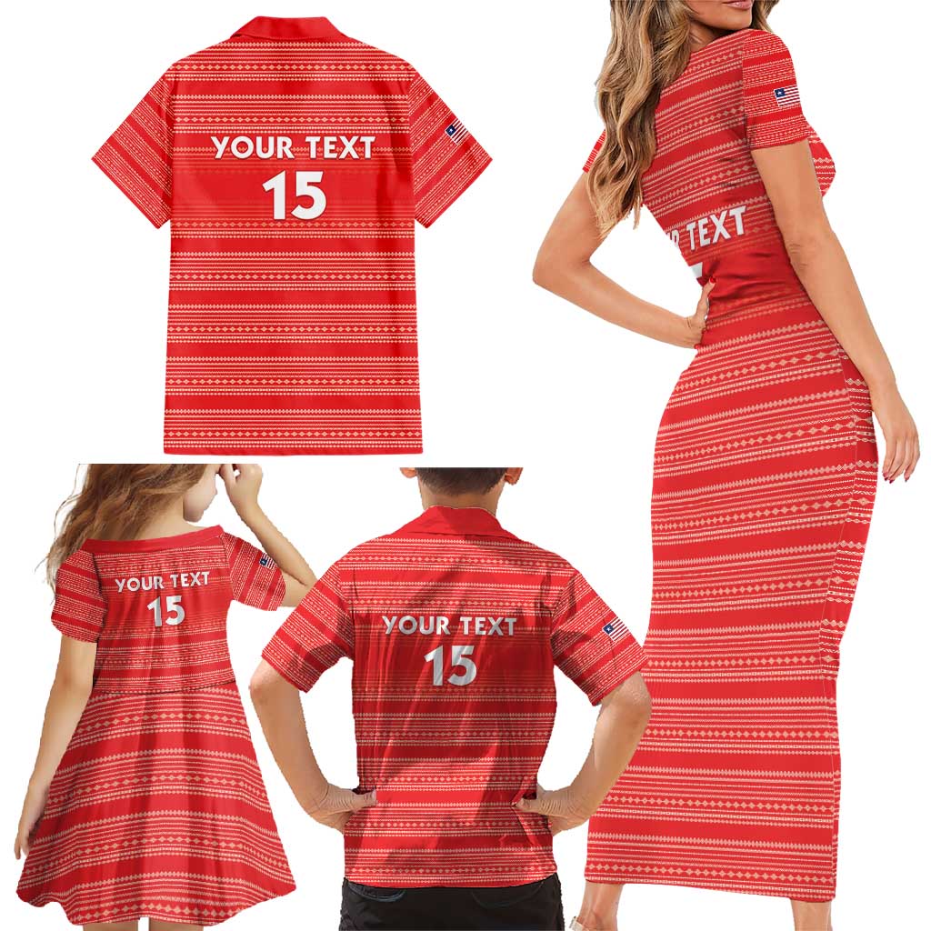 Custom Liberia Football Family Matching Short Sleeve Bodycon Dress and Hawaiian Shirt Women Red Jersey - Wonder Print Shop