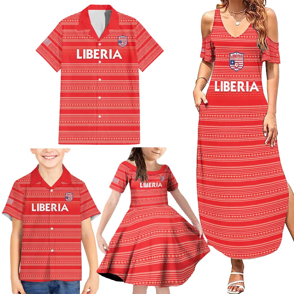 Custom Liberia Football Family Matching Summer Maxi Dress and Hawaiian Shirt Women Red Jersey - Wonder Print Shop