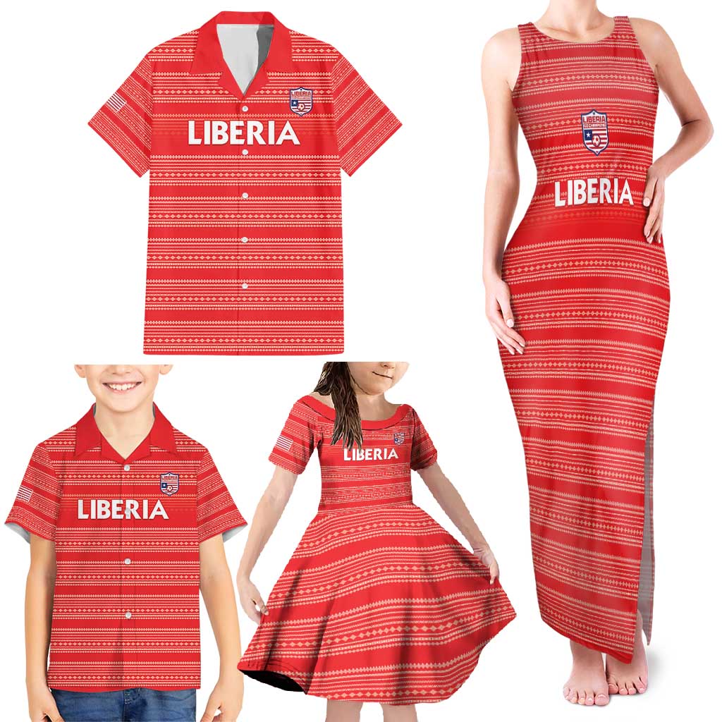 Custom Liberia Football Family Matching Tank Maxi Dress and Hawaiian Shirt Women Red Jersey - Wonder Print Shop