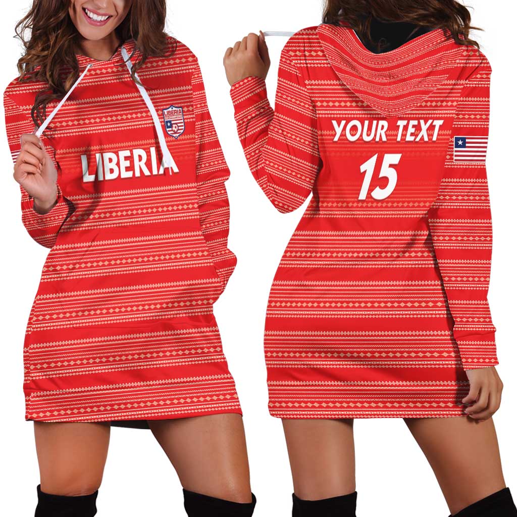Custom Liberia Football Hoodie Dress Women Red Jersey - Wonder Print Shop