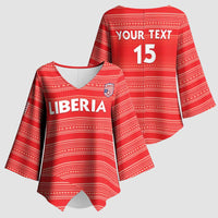 Custom Liberia Football Kimono Sleeve Blouse Women Red Jersey - Wonder Print Shop