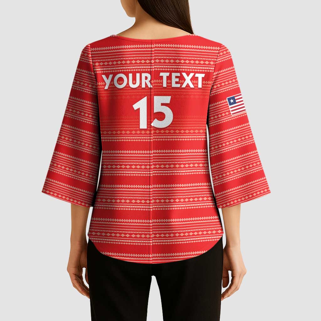 Custom Liberia Football Kimono Sleeve Blouse Women Red Jersey - Wonder Print Shop
