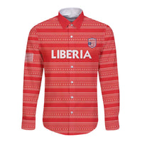 Custom Liberia Football Long Sleeve Button Shirt Women Red Jersey - Wonder Print Shop