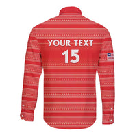 Custom Liberia Football Long Sleeve Button Shirt Women Red Jersey - Wonder Print Shop