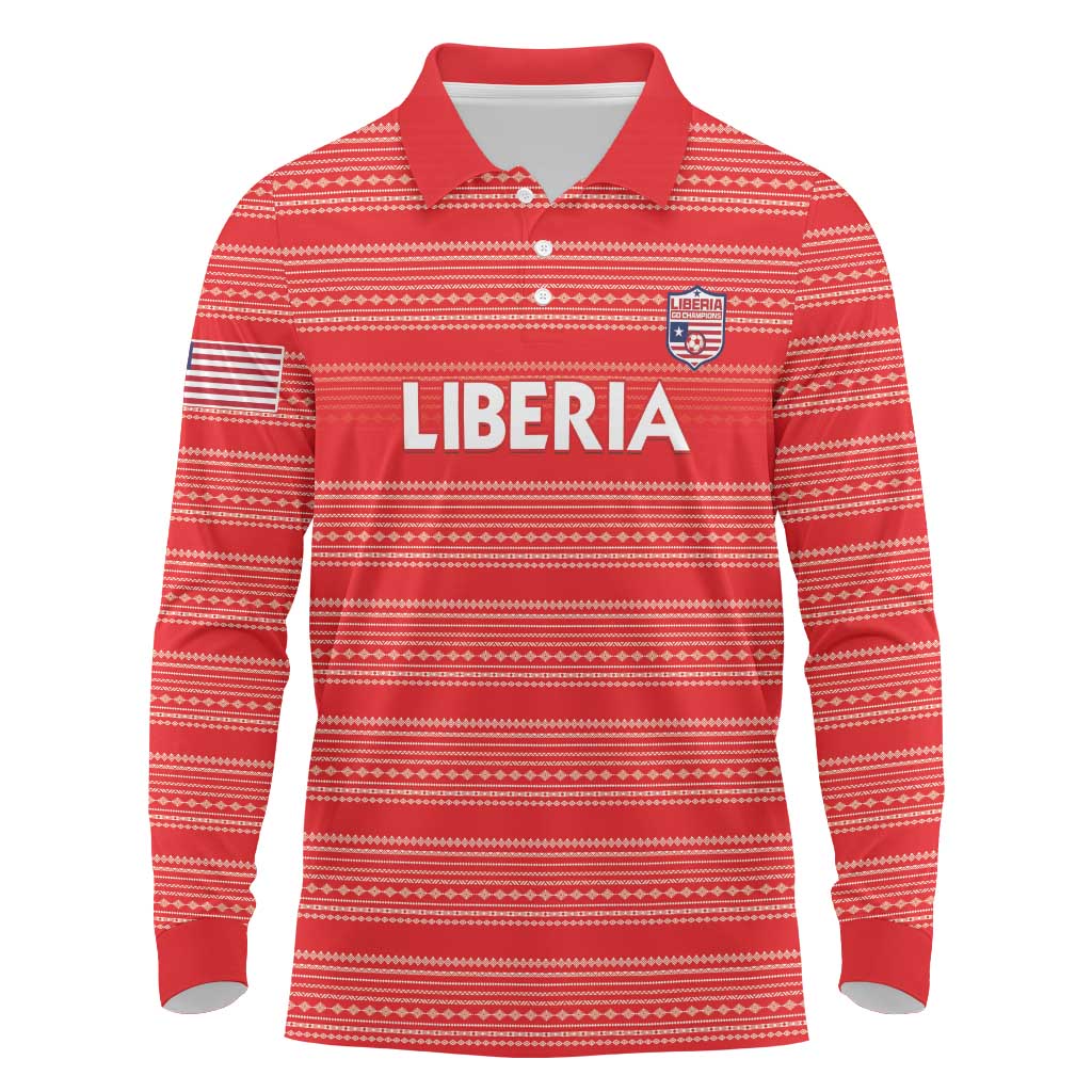 Custom Liberia Football Long Sleeve Polo Shirt Women Red Jersey - Wonder Print Shop