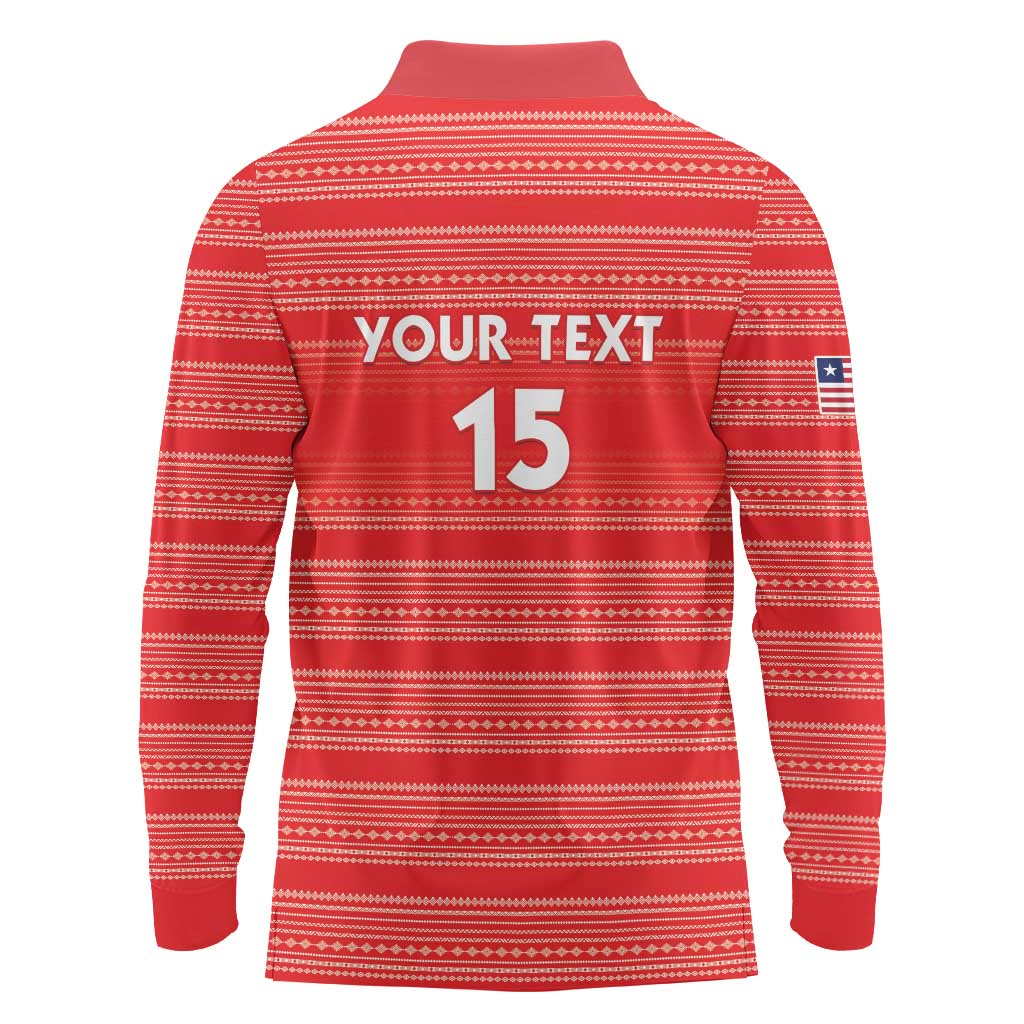 Custom Liberia Football Long Sleeve Polo Shirt Women Red Jersey - Wonder Print Shop