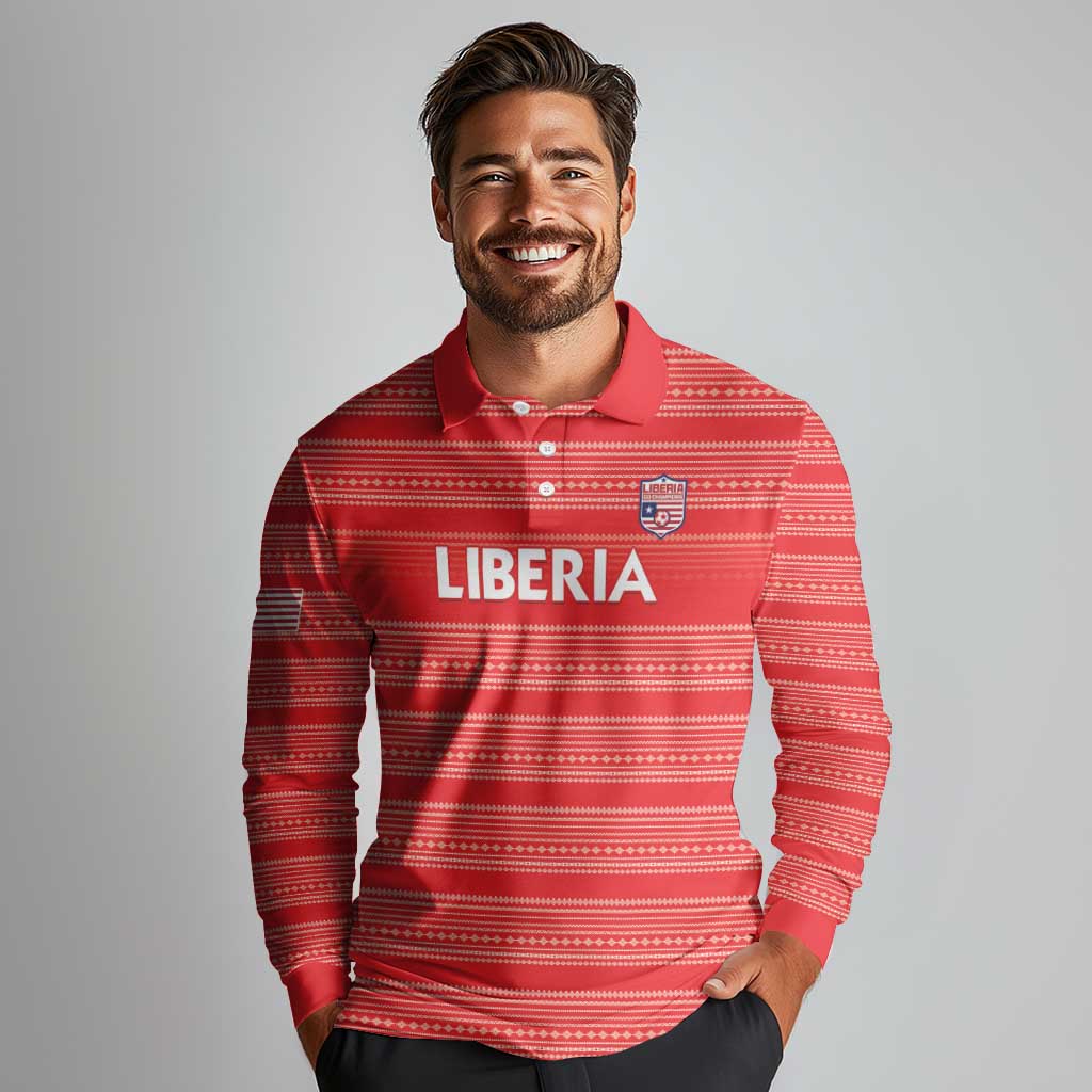 Custom Liberia Football Long Sleeve Polo Shirt Women Red Jersey - Wonder Print Shop