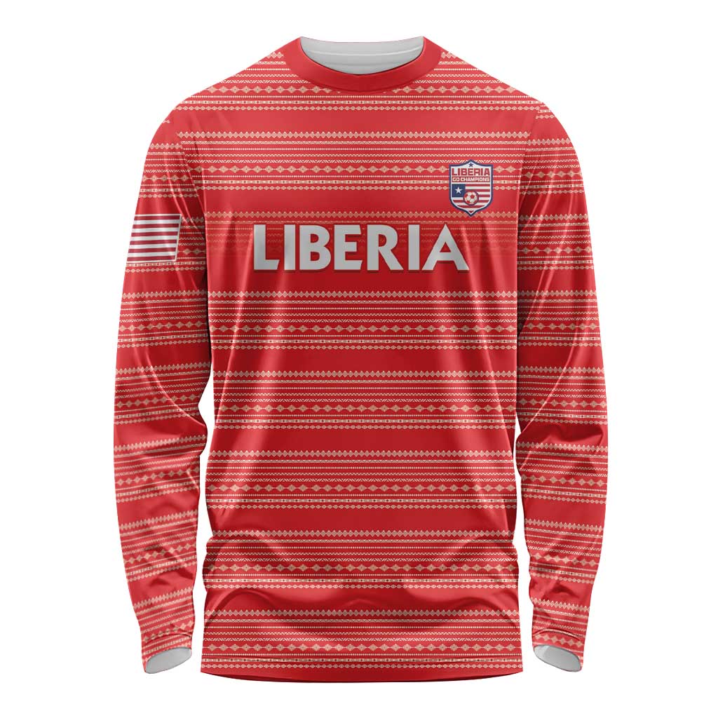 Custom Liberia Football Long Sleeve Shirt Women Red Jersey - Wonder Print Shop