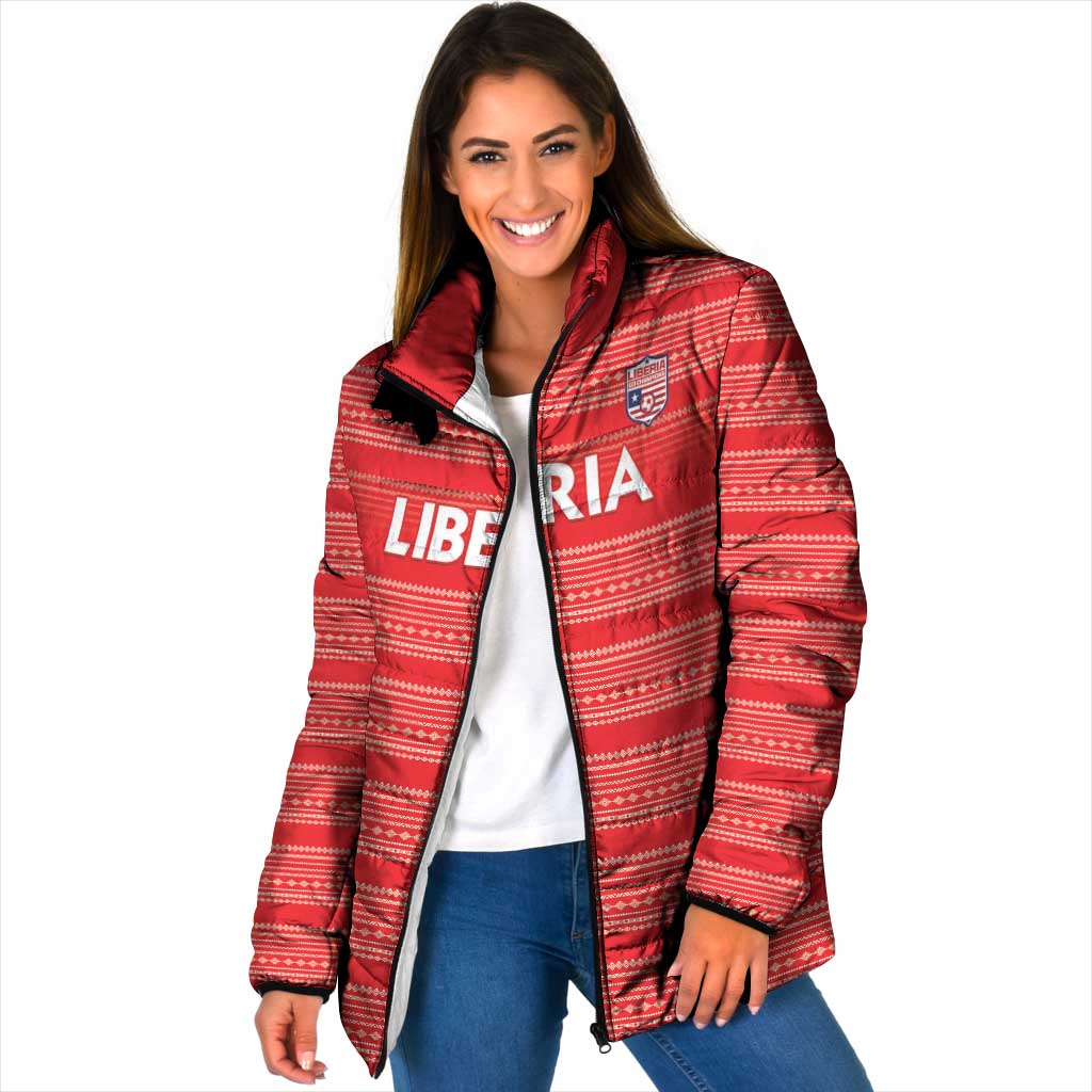 Custom Liberia Football Padded Jacket Women Red Jersey - Wonder Print Shop