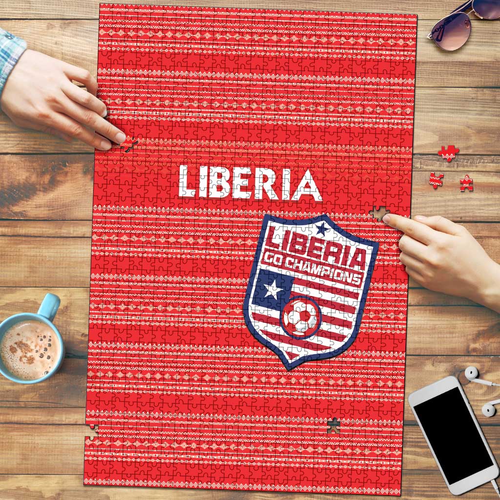 Liberia Football Puzzle Women Red Jersey - Wonder Print Shop