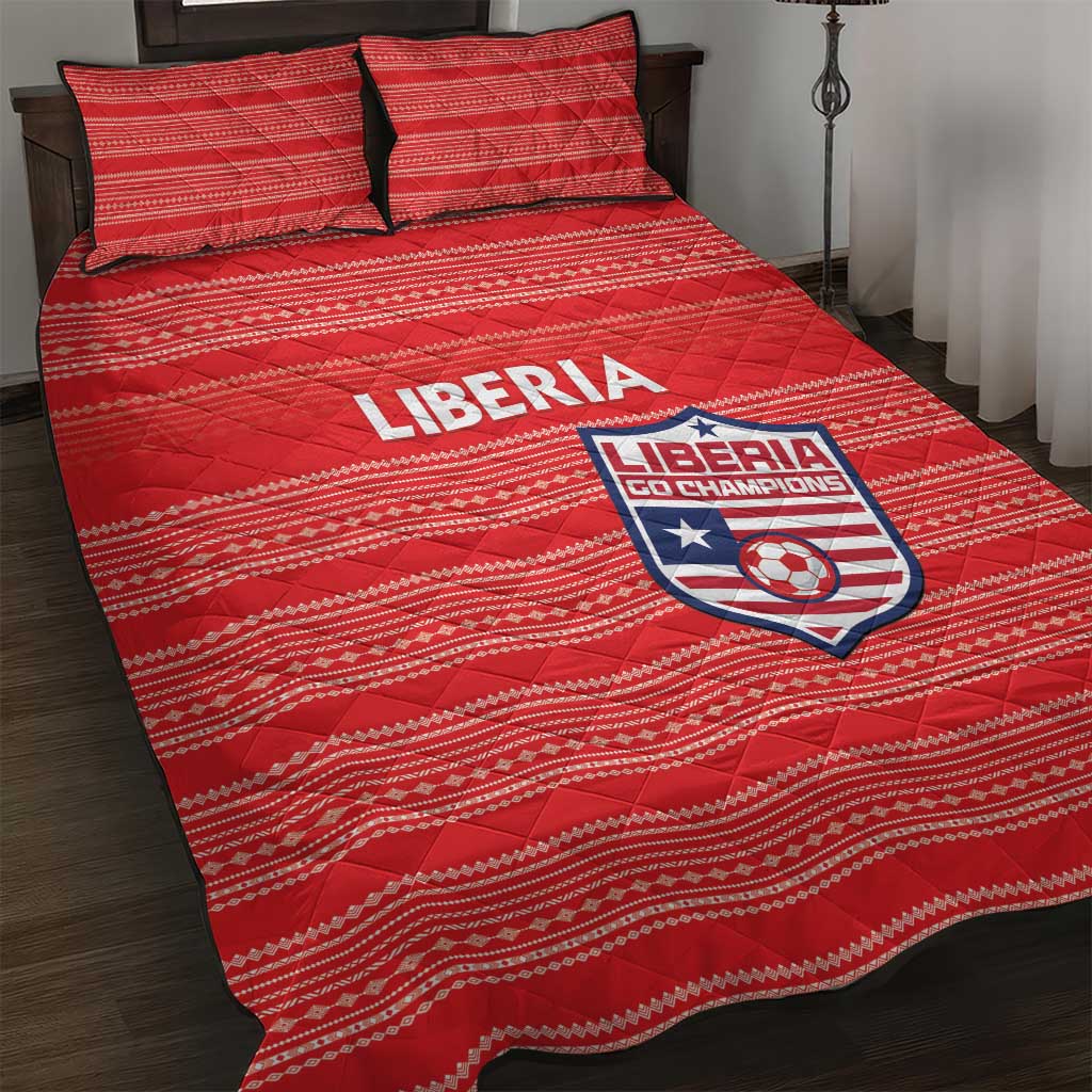 Liberia Football Quilt Bed Set Women Red Jersey - Wonder Print Shop
