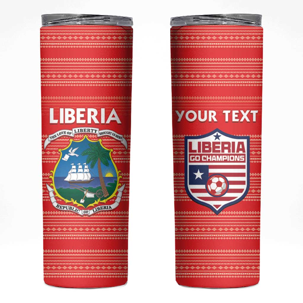 Custom Liberia Football Skinny Tumbler Women Red Jersey - Wonder Print Shop
