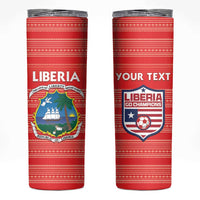 Custom Liberia Football Skinny Tumbler Women Red Jersey - Wonder Print Shop