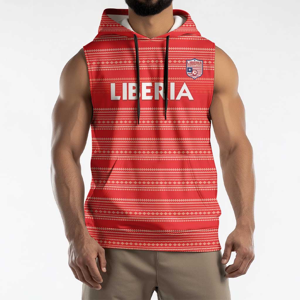 Custom Liberia Football Sleeveless Hoodie Women Red Jersey - Wonder Print Shop