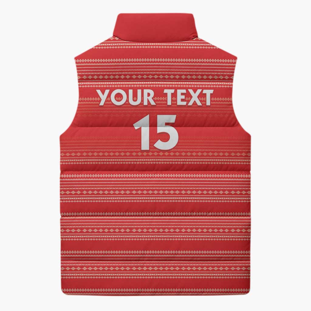 Custom Liberia Football Sleeveless Puffer Jacket Women Red Jersey - Wonder Print Shop