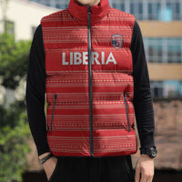 Custom Liberia Football Sleeveless Puffer Jacket Women Red Jersey - Wonder Print Shop