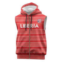 Custom Liberia Football Sleeveless Zip Hoodie Women Red Jersey - Wonder Print Shop