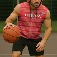 Custom Liberia Football Sleeveless Zip Hoodie Women Red Jersey - Wonder Print Shop