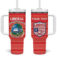 Custom Liberia Football Tumbler With Handle Women Red Jersey - Wonder Print Shop