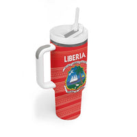 Custom Liberia Football Tumbler With Handle Women Red Jersey - Wonder Print Shop