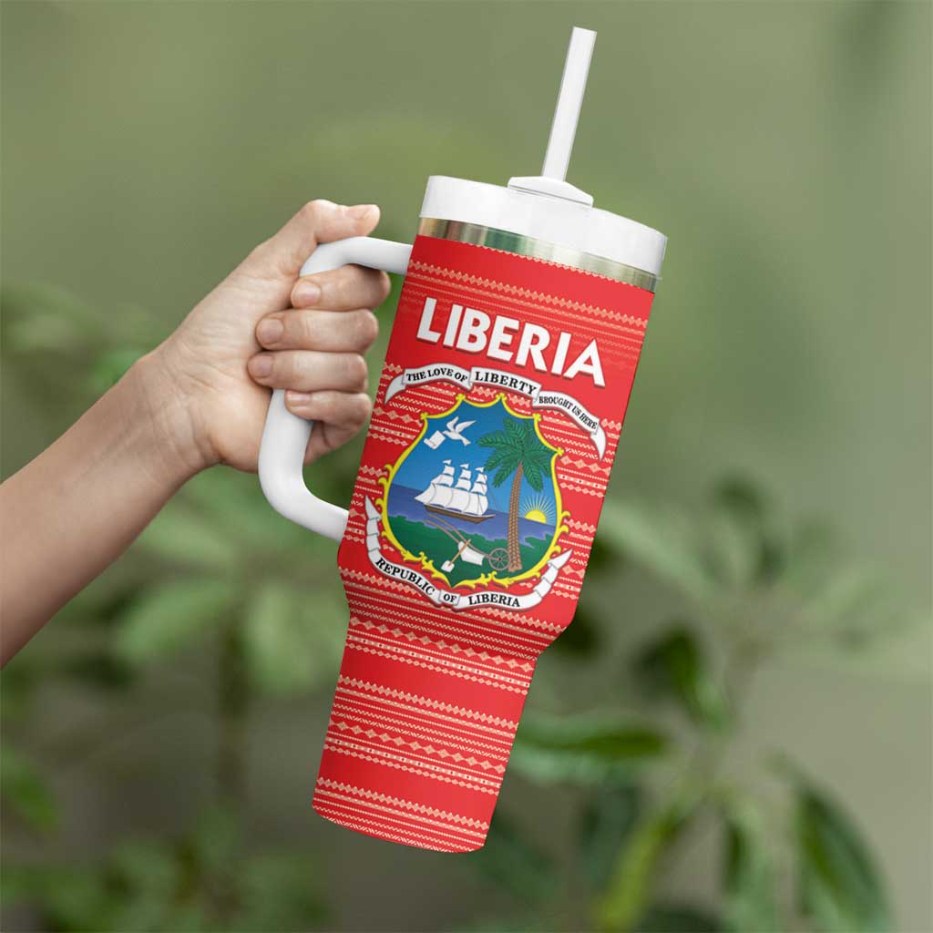 Custom Liberia Football Tumbler With Handle Women Red Jersey - Wonder Print Shop