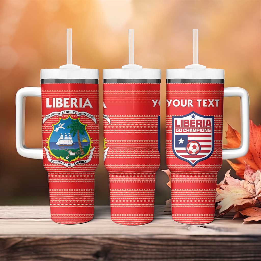 Custom Liberia Football Tumbler With Handle Women Red Jersey - Wonder Print Shop