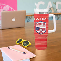 Custom Liberia Football Tumbler With Handle Women Red Jersey - Wonder Print Shop