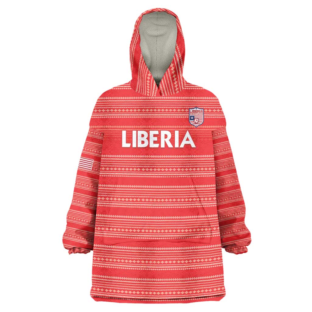 Custom Liberia Football Wearable Blanket Hoodie Women Red Jersey - Wonder Print Shop