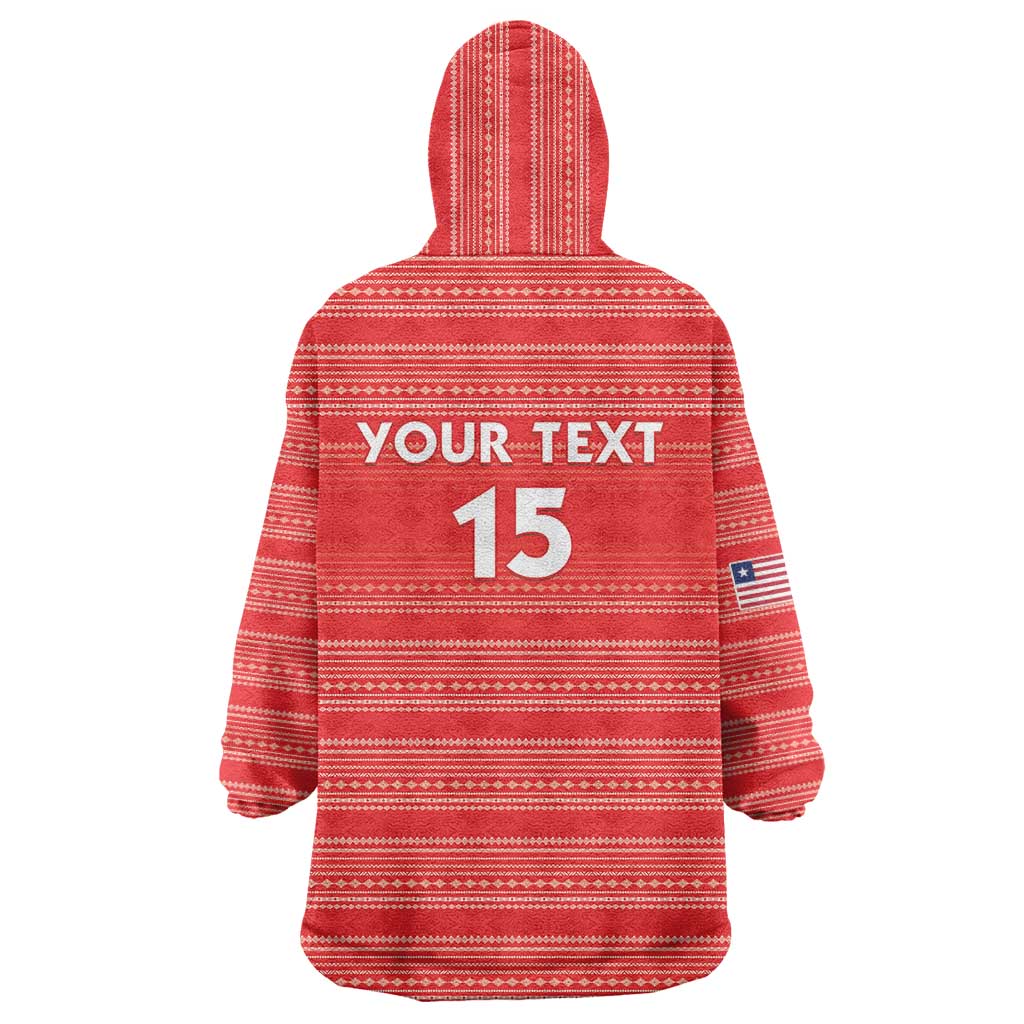 Custom Liberia Football Wearable Blanket Hoodie Women Red Jersey - Wonder Print Shop