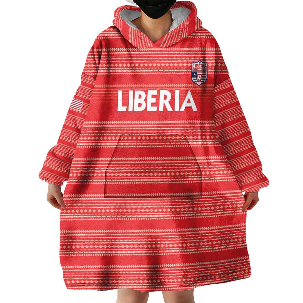 Custom Liberia Football Wearable Blanket Hoodie Women Red Jersey - Wonder Print Shop