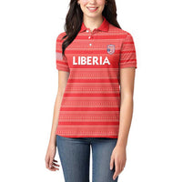 Custom Liberia Football Women Polo Shirt Women Red Jersey - Wonder Print Shop