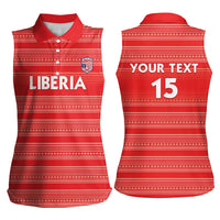 Custom Liberia Football Women Sleeveless Polo Shirt Women Red Jersey - Wonder Print Shop