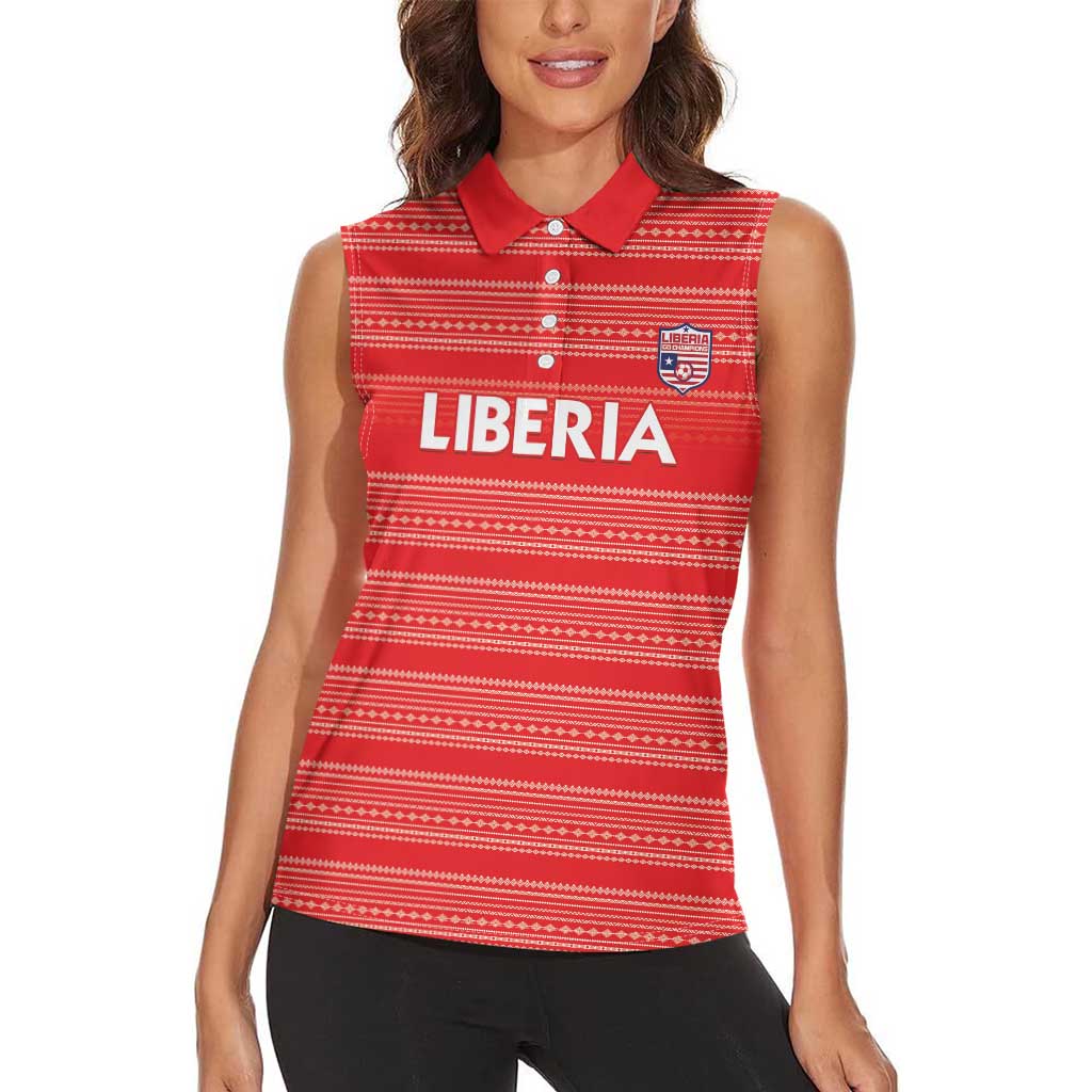 Custom Liberia Football Women Sleeveless Polo Shirt Women Red Jersey - Wonder Print Shop