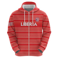 Custom Liberia Football Zip Hoodie Women Red Jersey - Wonder Print Shop