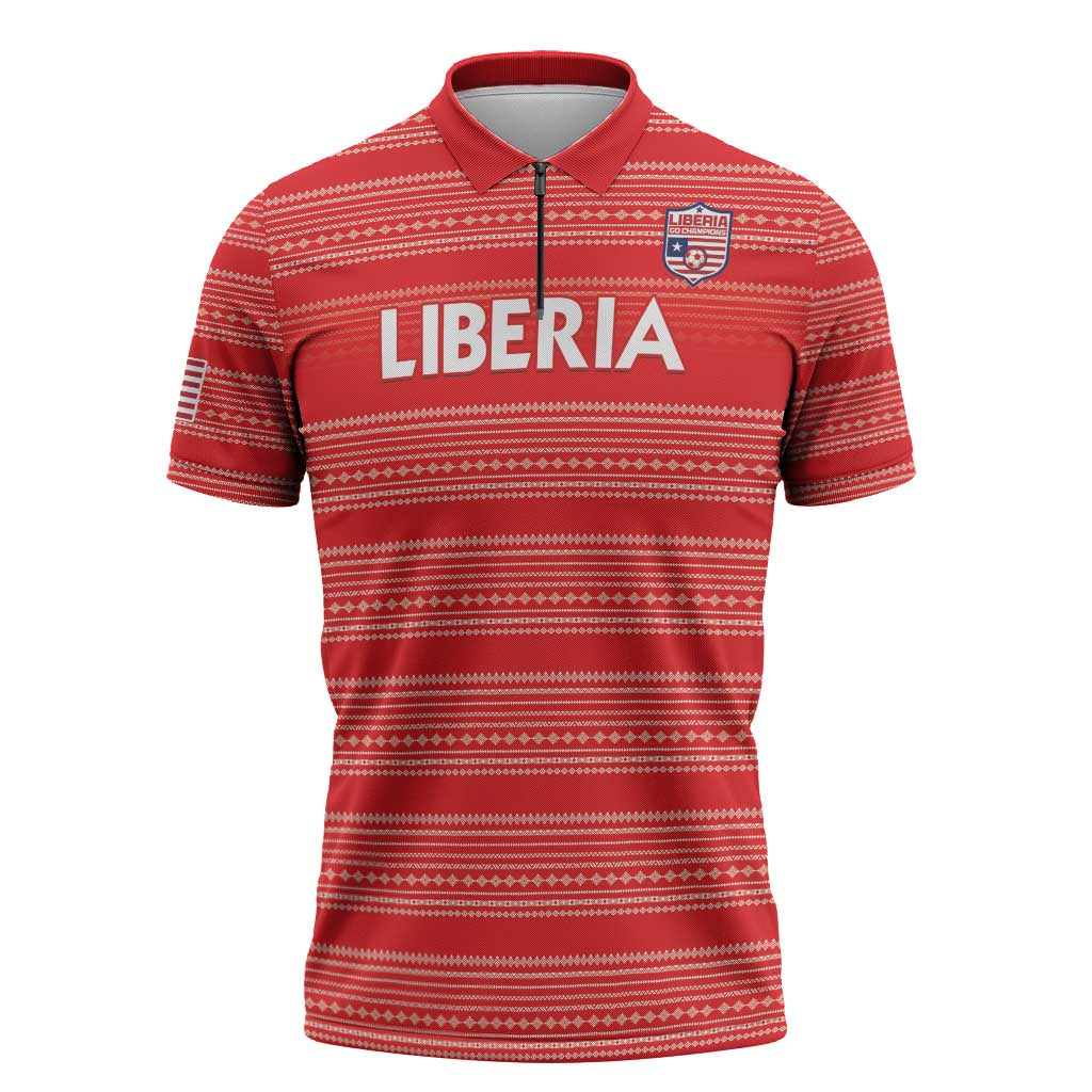 Custom Liberia Football Zipper Polo Shirt Women Red Jersey - Wonder Print Shop