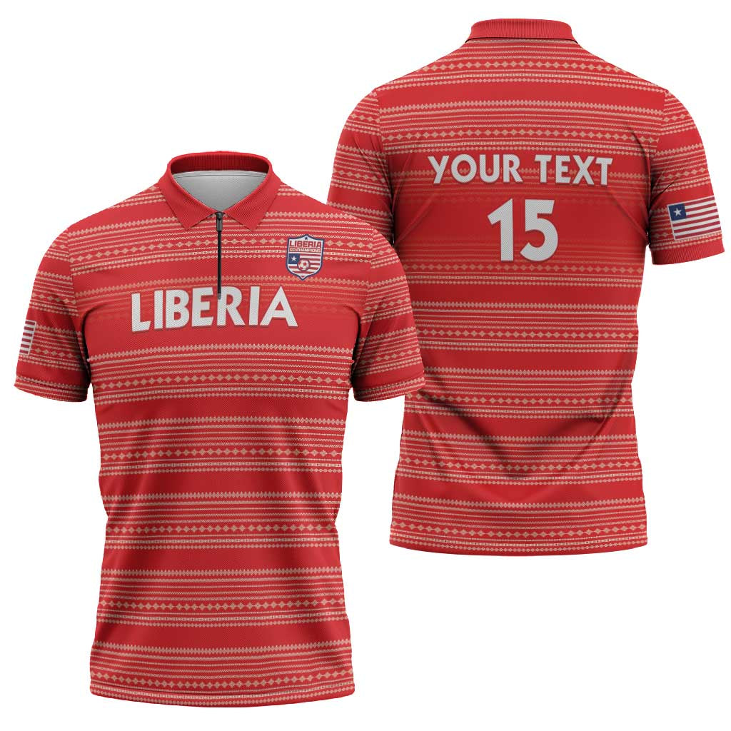 Custom Liberia Football Zipper Polo Shirt Women Red Jersey - Wonder Print Shop