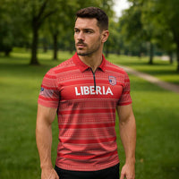 Custom Liberia Football Zipper Polo Shirt Women Red Jersey - Wonder Print Shop