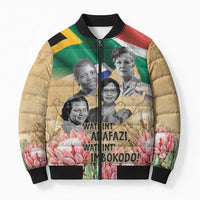 South African Women Mobilisation Bomber Puffer Jacket Wathint Abafazi Wathint Imbokodo - Wonder Print Shop