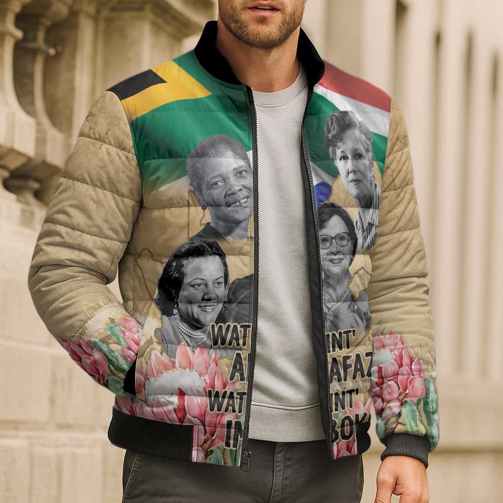 South African Women Mobilisation Bomber Puffer Jacket Wathint Abafazi Wathint Imbokodo - Wonder Print Shop