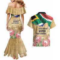 South African Women Mobilisation Couples Matching Mermaid Dress and Hawaiian Shirt Wathint Abafazi Wathint Imbokodo - Wonder Print Shop