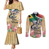 South African Women Mobilisation Couples Matching Mermaid Dress and Long Sleeve Button Shirt Wathint Abafazi Wathint Imbokodo - Wonder Print Shop