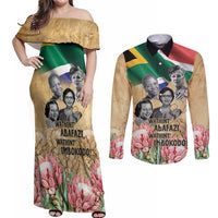 South African Women Mobilisation Couples Matching Off Shoulder Maxi Dress and Long Sleeve Button Shirt Wathint Abafazi Wathint Imbokodo - Wonder Print Shop